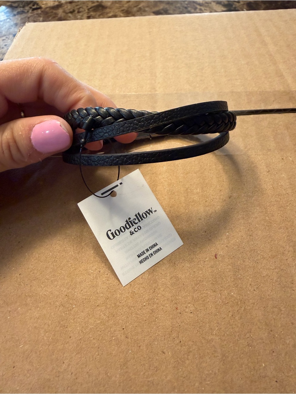 Goodfellow & Co Black Layered Leather Bracelet Set